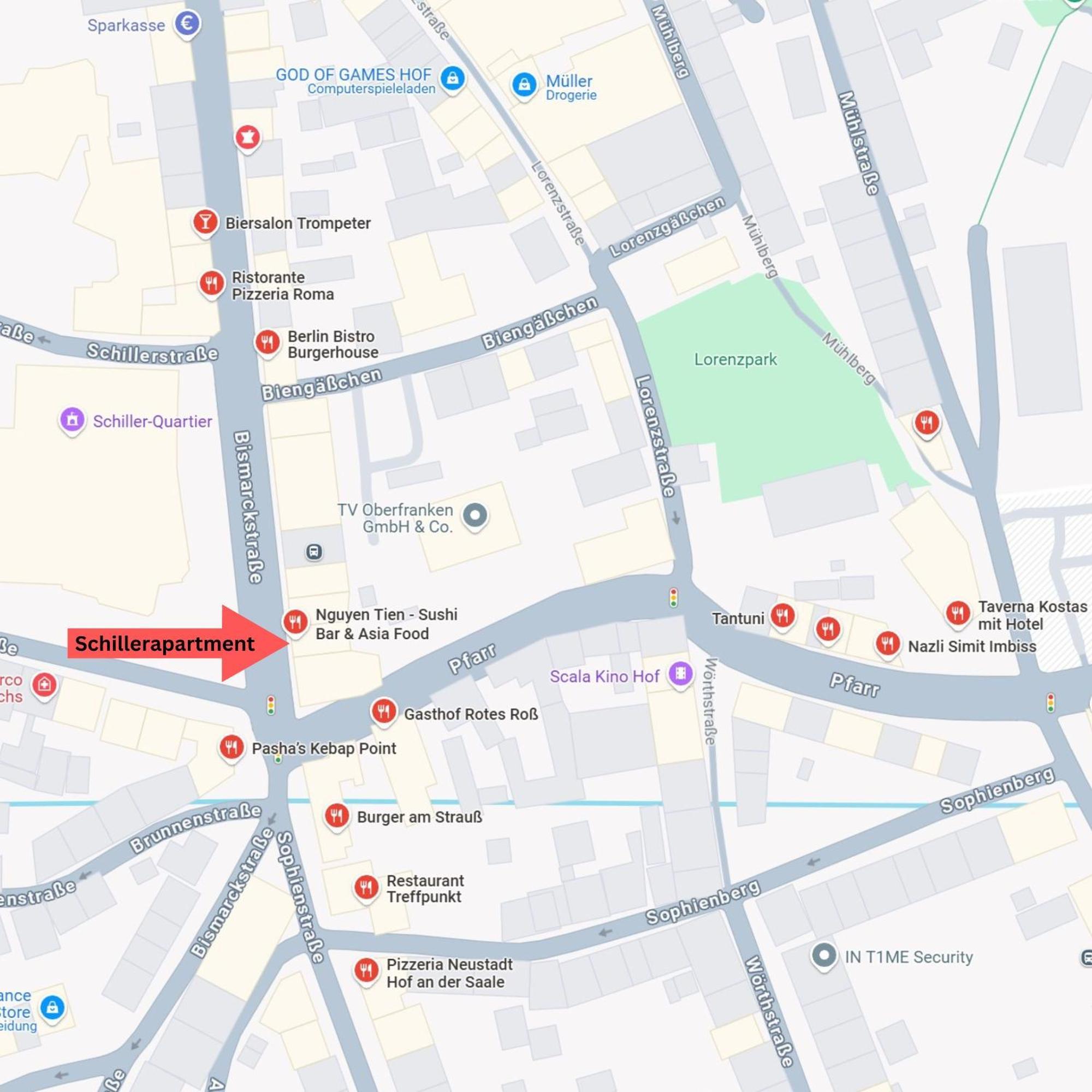 Schillerapartment Hof, Kueche, 24H Digital-Checkin, Parkplatz, Wlan250Mbit Хоф Екстериор снимка